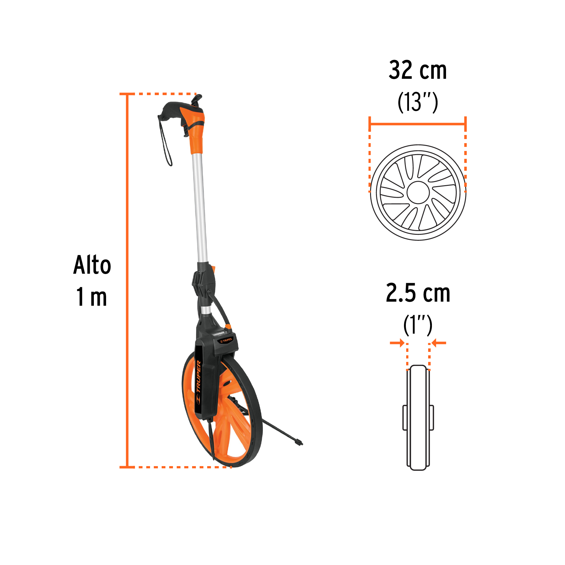 Odómetro con freno, rueda de 13", TRUPER - Imagen 4