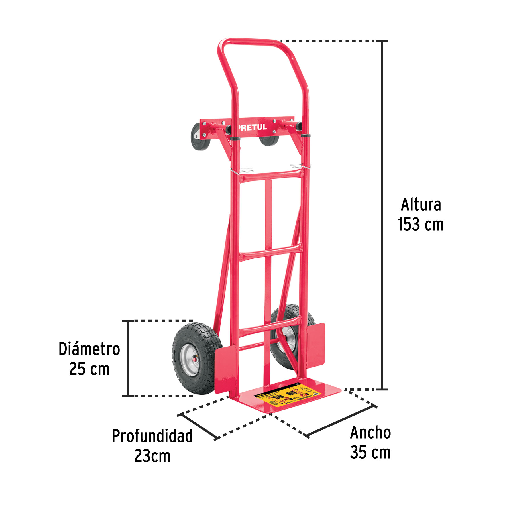Diablo de carga de 385 kg, de plataforma, ruedas neumáticas - Imagen 3