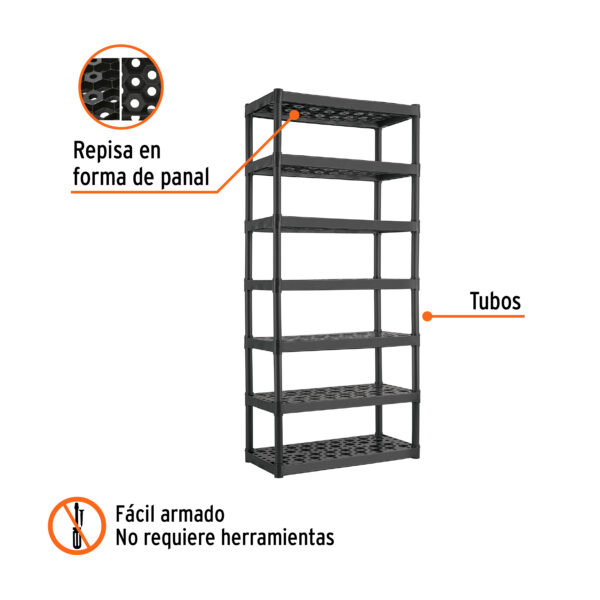 Estante plástico uso rudo 7 rep/cap. 70 Kg, 185x43x91,TRUPER