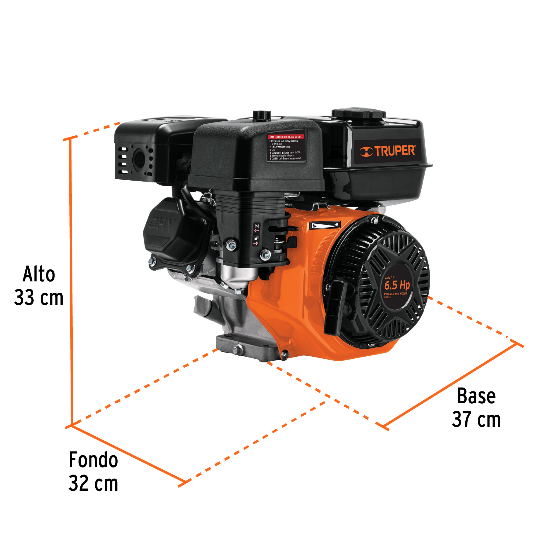 Motor a gasolina 6.5 HP, Truper - Imagen 4