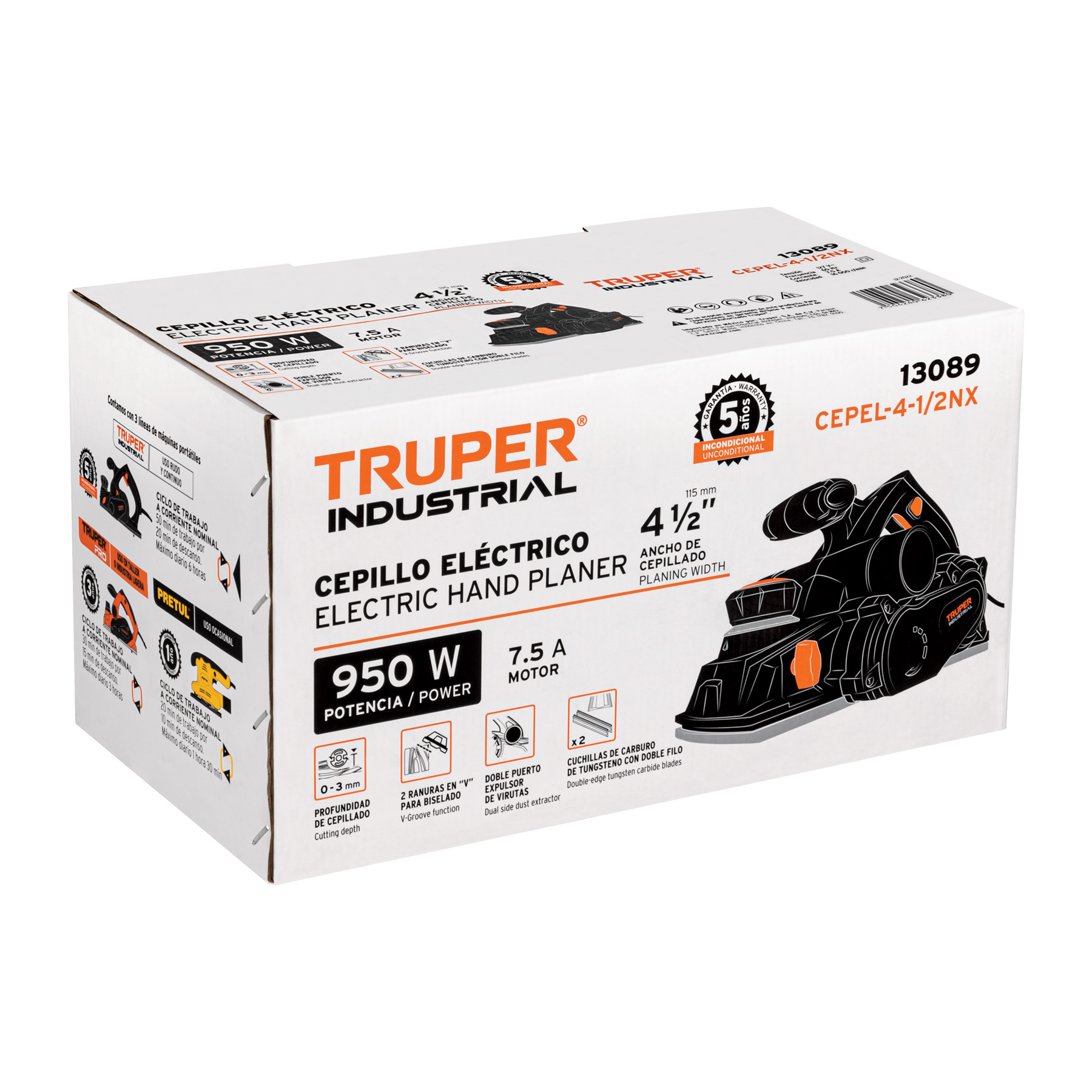 Cepillo eléctrico 4-1/2", 950W, TRUPER INDUSTRIAL - Imagen 2